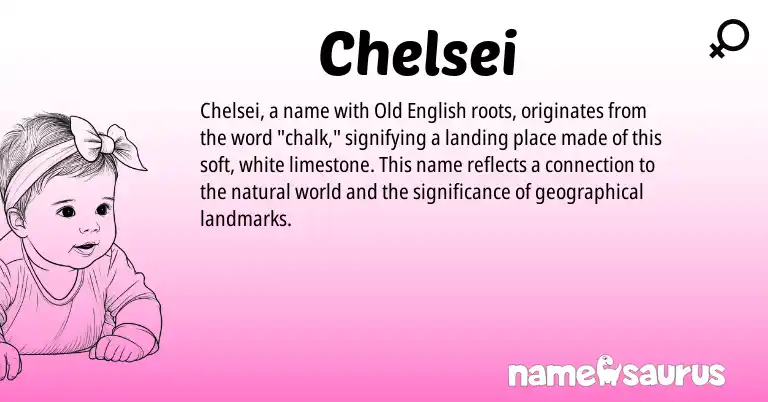 Infographic about Chelsei name meaning, Chelsei is a name from Old English origin(s).