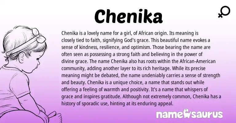 Infographic about Chenika name meaning, Chenika is a name from African origin(s).
