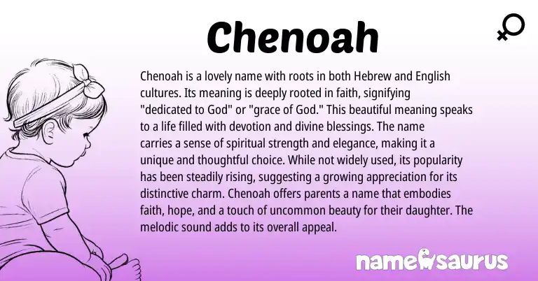Infographic about Chenoah name meaning, Chenoah is a name from Hebrew origin(s).