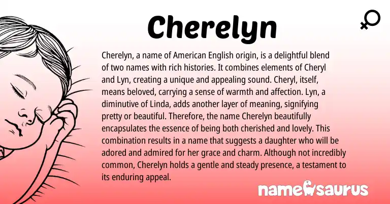 Infographic about Cherelyn name meaning, Cherelyn is a name from English origin(s).