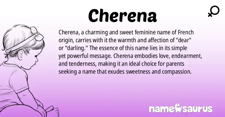 Infographic about Cherena name meaning, Cherena is a name from French origin(s).