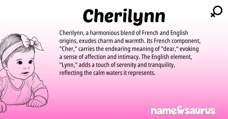 Infographic about Cherilynn name meaning, Cherilynn is a name from English, French origin(s).