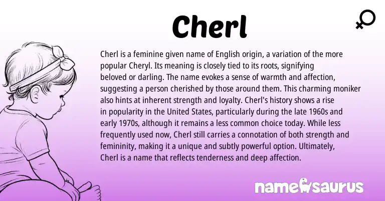 Infographic about Cherl name meaning, Cherl is a name from English origin(s).