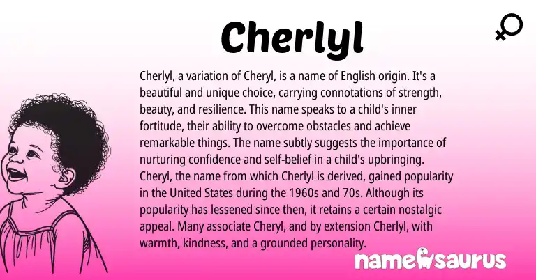 Infographic about Cherlyl name meaning, Cherlyl is a name from English origin(s).