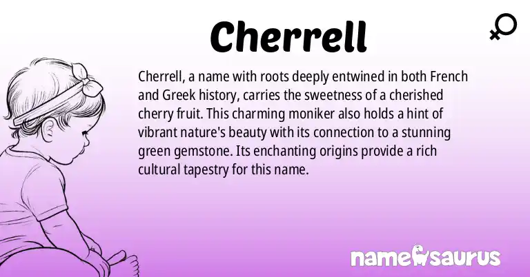 Infographic about Cherrell name meaning, Cherrell is a name from Greek origin(s).