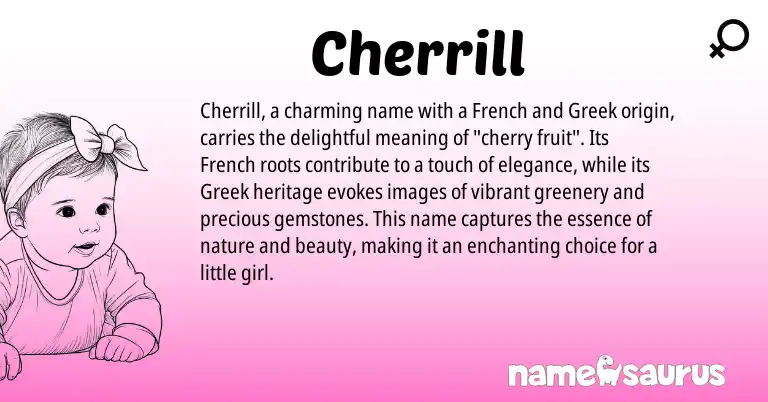 Infographic about Cherrill name meaning, Cherrill is a name from French, Greek origin(s).