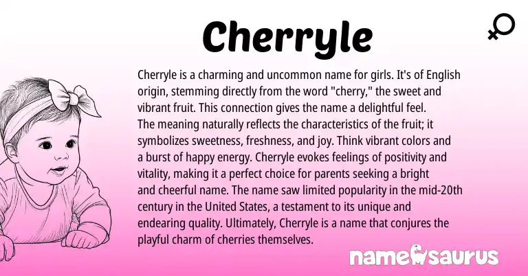 Infographic about Cherryle name meaning, Cherryle is a name from English origin(s).