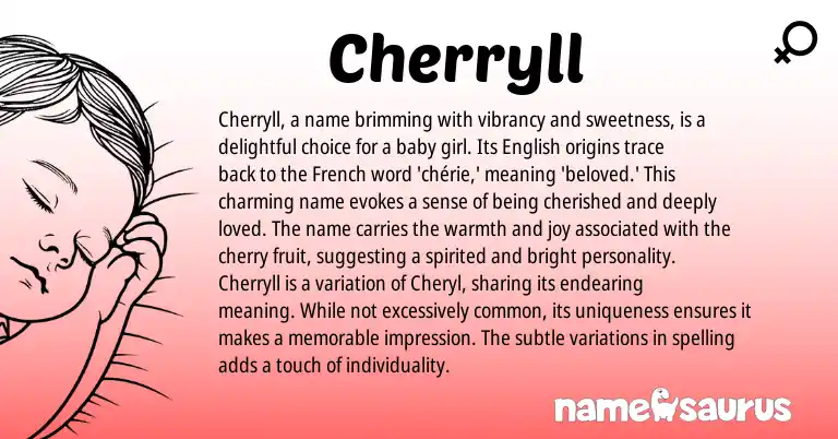 Infographic about Cherryll name meaning, Cherryll is a name from French, English origin(s).