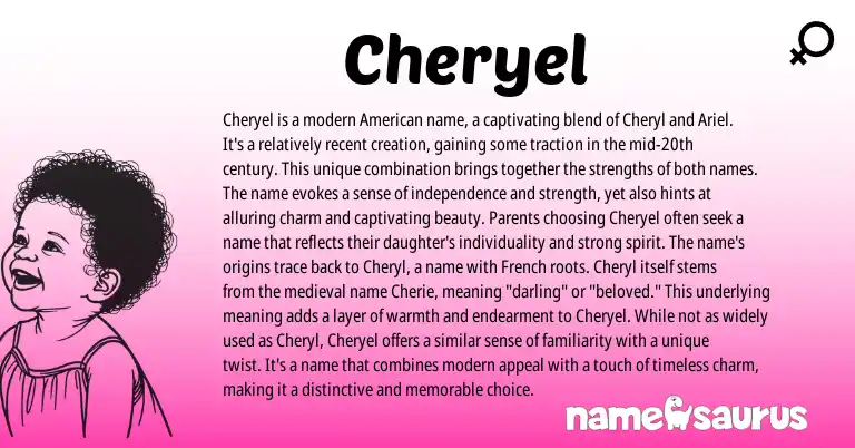 Infographic about Cheryel name meaning, Cheryel is a name from American origin(s).