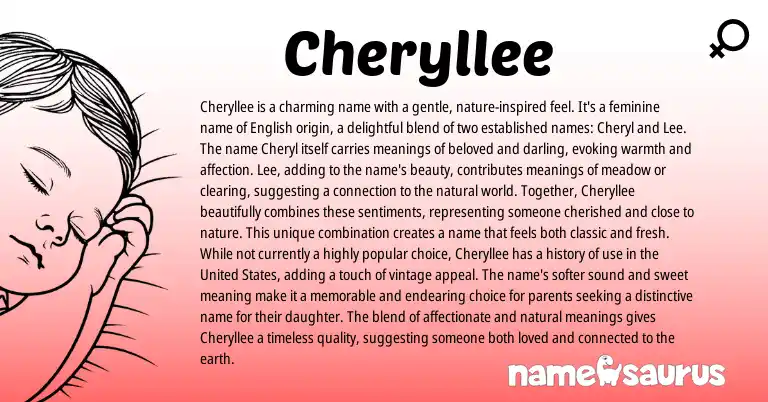 Infographic about Cheryllee name meaning, Cheryllee is a name from English origin(s).