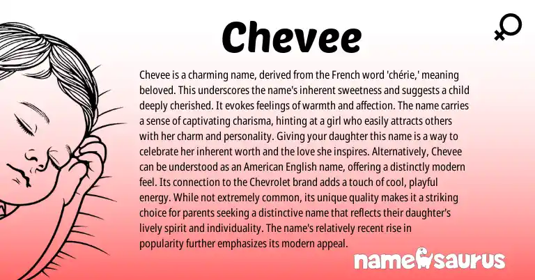 Infographic about Chevee name meaning, Chevee is a name from French origin(s).