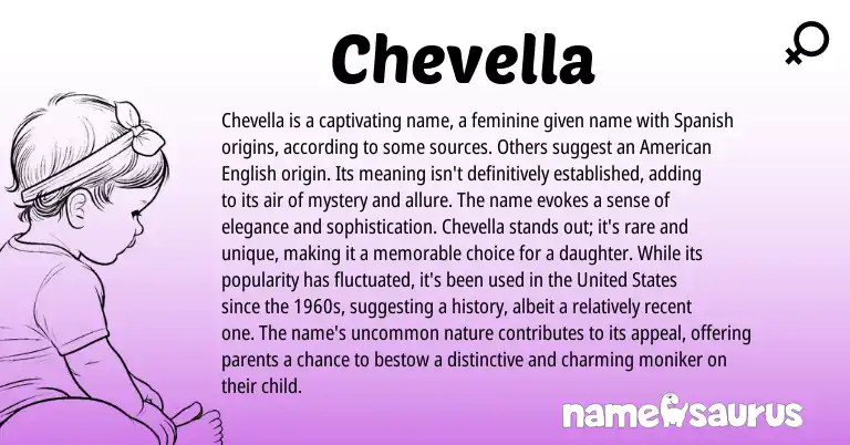 Infographic about Chevella name meaning, Chevella is a name from Spanish origin(s).