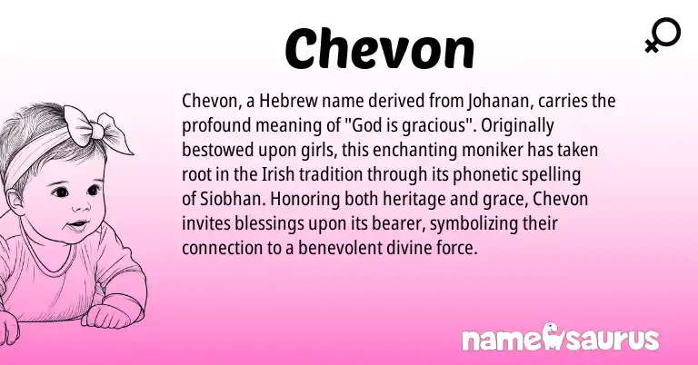 Infographic about Chevon name meaning, Chevon is a name from Irish, Hebrew origin(s).