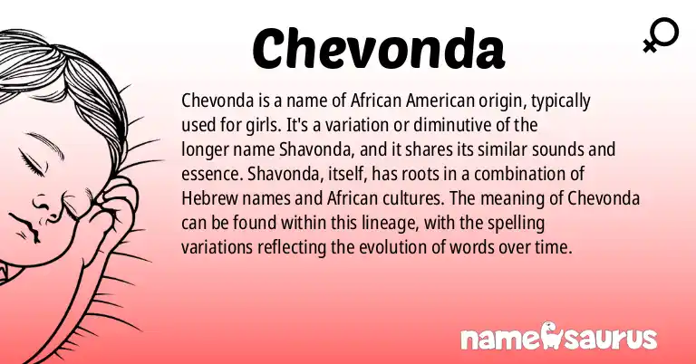 Infographic about Chevonda name meaning, Chevonda is a name from African American origin(s).