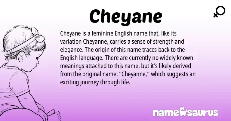 Infographic about Cheyane name meaning, Cheyane is a name from English origin(s).