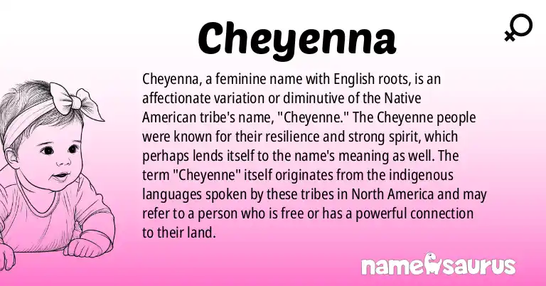 Infographic about Cheyenna name meaning, Cheyenna is a name from English origin(s).