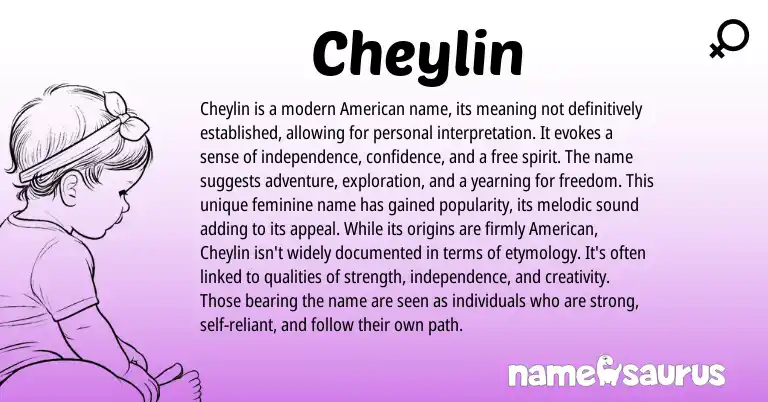 Infographic about Cheylin name meaning, Cheylin is a name from American origin(s).