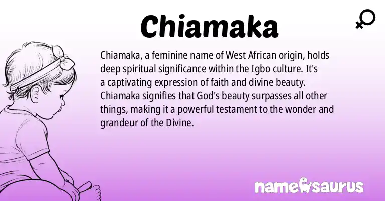 Infographic about Chiamaka name meaning, Chiamaka is a name from Western African, Igbo origin(s).