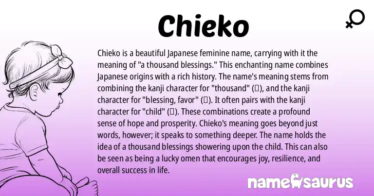 Infographic about Chieko name meaning, Chieko is a name from Japanese origin(s).