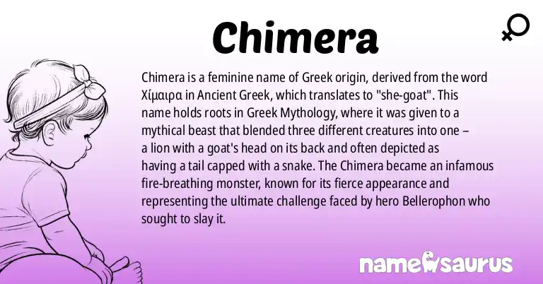 Infographic about Chimera name meaning, Chimera is a name from Greek Mythology (Latinized) origin(s).