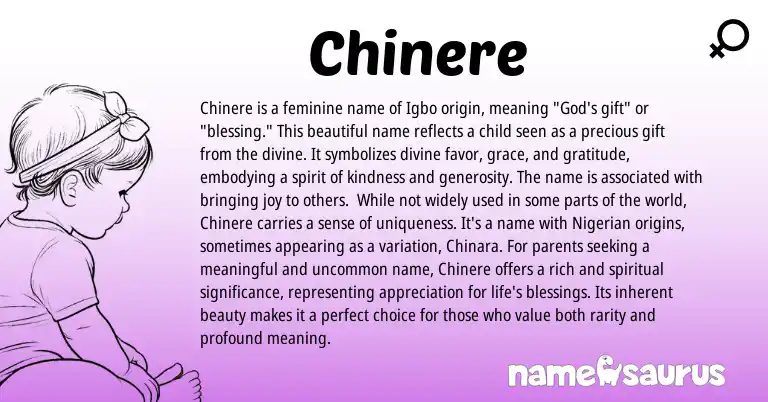 Infographic about Chinere name meaning, Chinere is a name from Igbo origin(s).