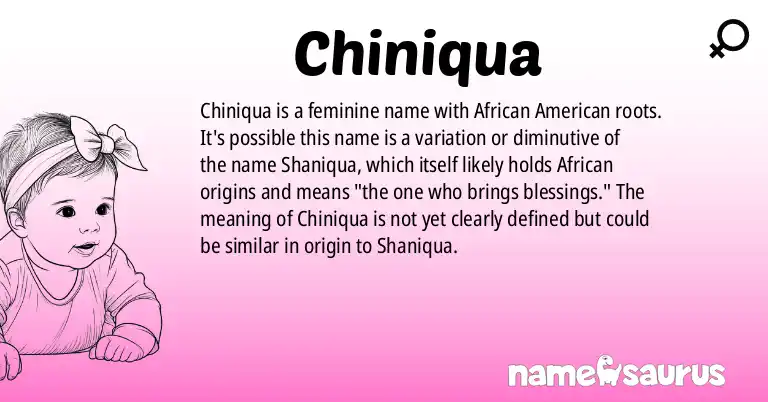 Infographic about Chiniqua name meaning, Chiniqua is a name from African American origin(s).