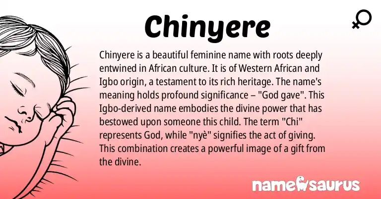 Infographic about Chinyere name meaning, Chinyere is a name from Western African, Igbo, African - Igbo origin(s).