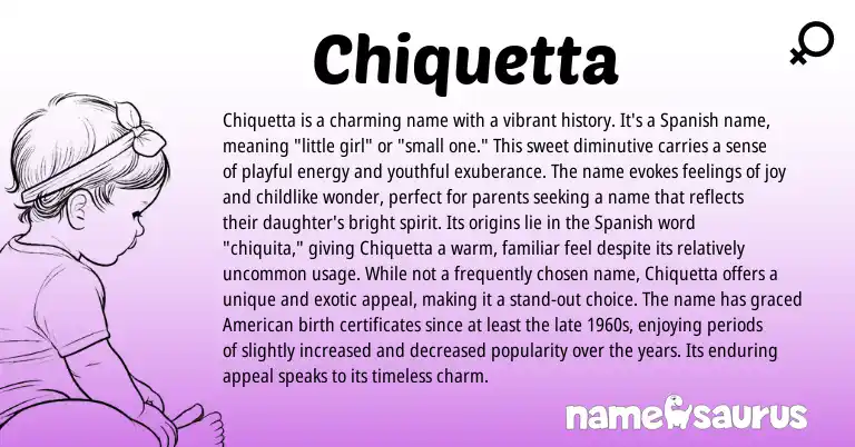 Infographic about Chiquetta name meaning, Chiquetta is a name from Spanish origin(s).