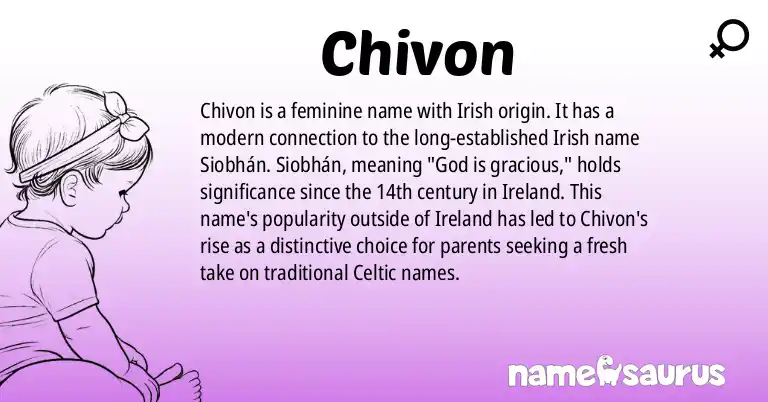Infographic about Chivon name meaning, Chivon is a name from Irish origin(s).