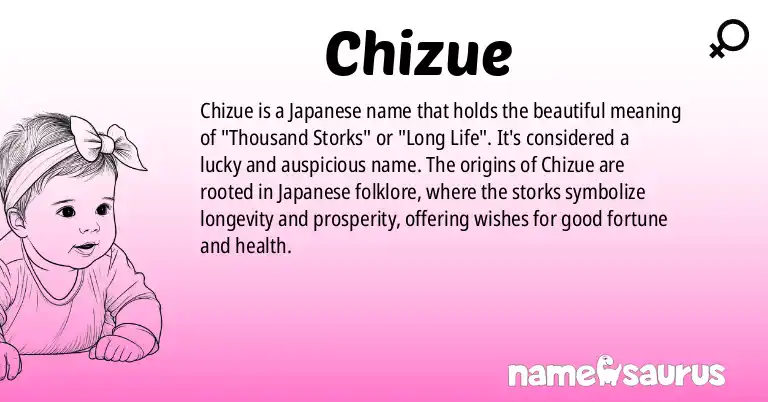 Infographic about Chizue name meaning, Chizue is a name from Japanese origin(s).