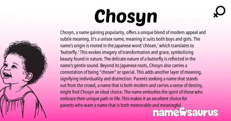 Infographic about Chosyn name meaning, Chosyn is a name from Japanese origin(s).