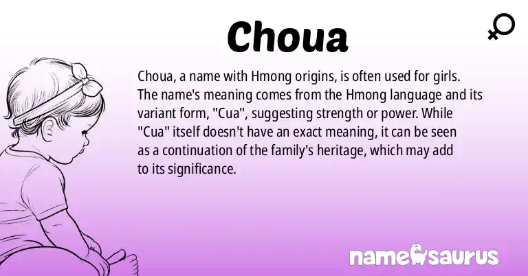 Infographic about Choua name meaning, Choua is a name from Hmong origin(s).