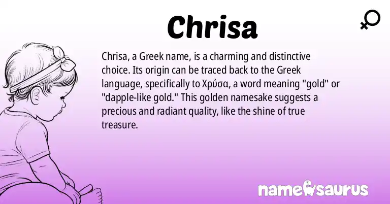 Infographic about Chrisa name meaning, Chrisa is a name from Greek origin(s).