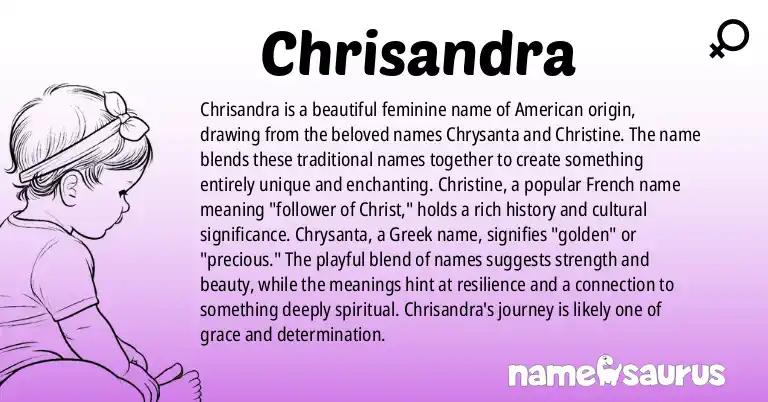 Infographic about Chrisandra name meaning, Chrisandra is a name from American origin(s).