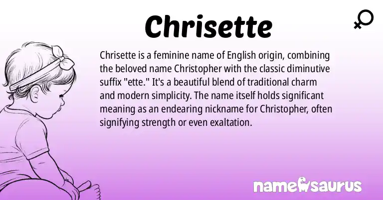 Infographic about Chrisette name meaning, Chrisette is a name from English origin(s).