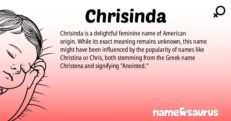 Infographic about Chrisinda name meaning, Chrisinda is a name from American origin(s).