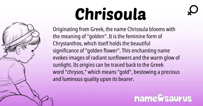 Infographic about Chrisoula name meaning, Chrisoula is a name from Greek origin(s).