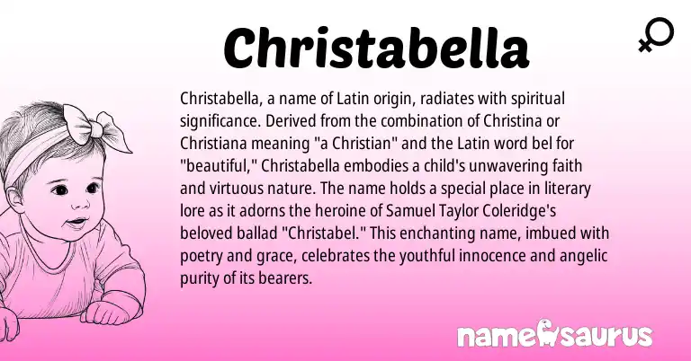 Infographic about Christabella name meaning, Christabella is a name from Latin origin(s).