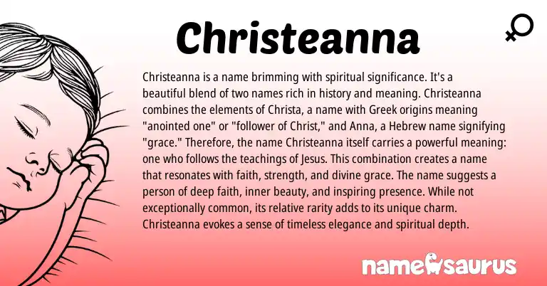 Infographic about Christeanna name meaning, Christeanna is a name from English, Greek, Hebrew origin(s).