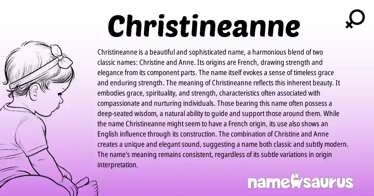 Infographic about Christineanne name meaning, Christineanne is a name from French, English origin(s).