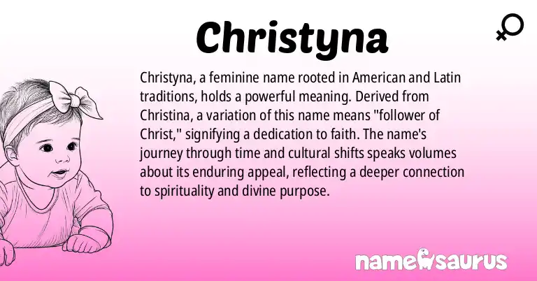 Infographic about Christyna name meaning, Christyna is a name from American, Latin origin(s).