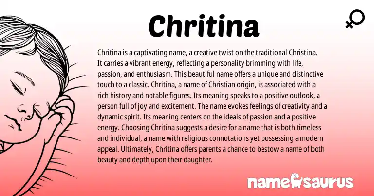 Infographic about Chritina name meaning, Chritina is a name from Other origin(s).