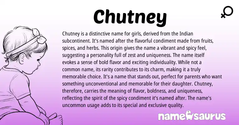 Infographic about Chutney name meaning, Chutney is a name from Other origin(s).