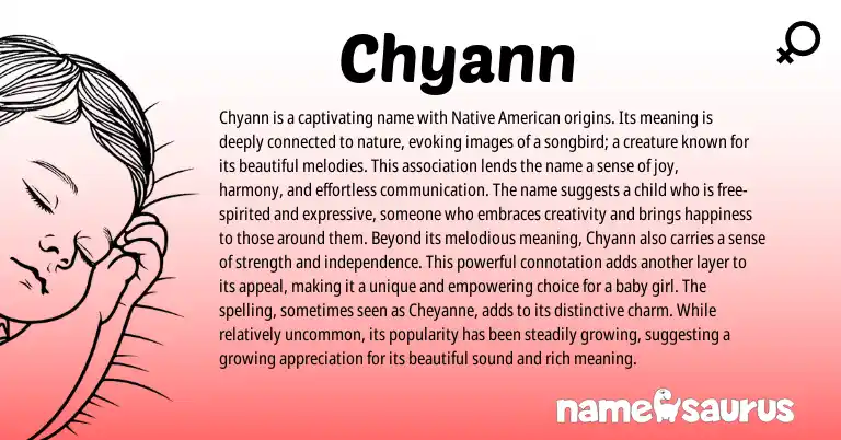 Infographic about Chyann name meaning, Chyann is a name from American origin(s).
