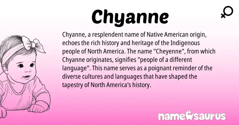 Infographic about Chyanne name meaning, Chyanne is a name from Native American, Cheyenne origin(s).