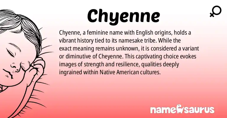 Infographic about Chyenne name meaning, Chyenne is a name from English origin(s).