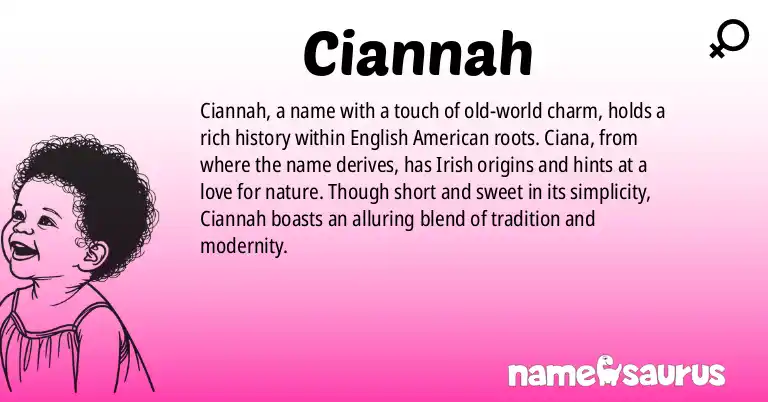 Infographic about Ciannah name meaning, Ciannah is a name from English (American) origin(s).