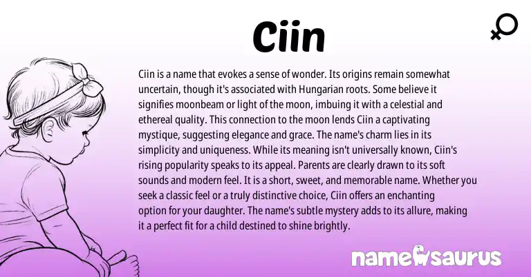 Infographic about Ciin name meaning, Ciin is a name from Hungarian origin(s).