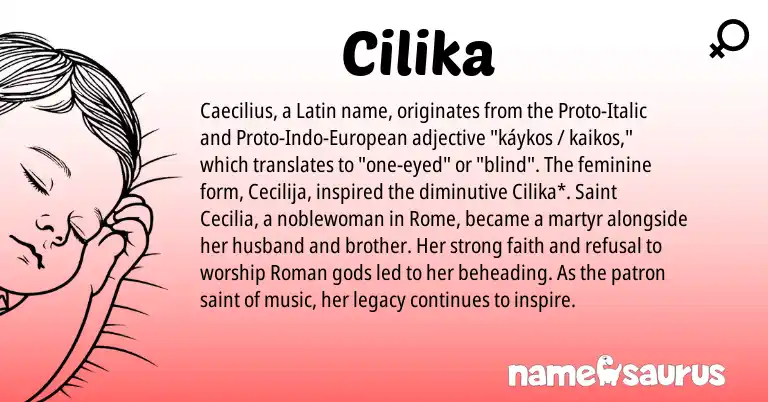 Infographic about Cilika name meaning, Cilika is a name from Roman, Latin, European origin(s).