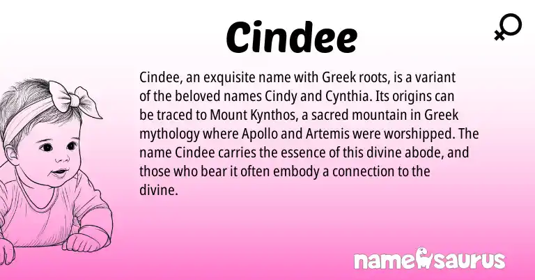 Infographic about Cindee name meaning, Cindee is a name from Greek origin(s).
